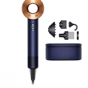 Blue and Gold Hair Dryer with Attachments